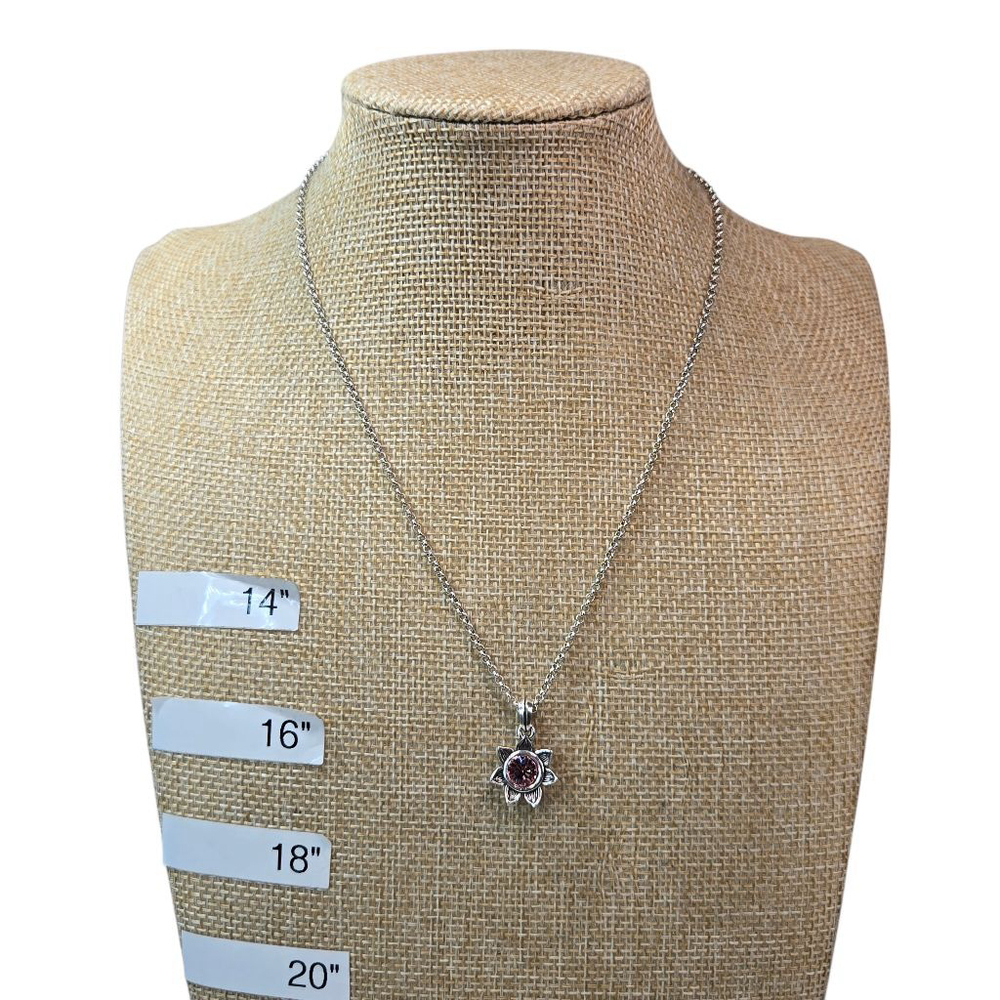 NWT Brighton Necklace Everbloom Sunflower Silvertone Pink Rhinestone November - Picture 2 of 11